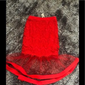Red Pencil Skirt with flare bottom